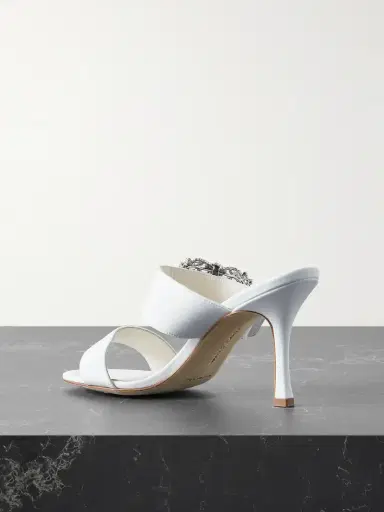 Manolo Blahnik Gable 90 Buckled Crepe De Chine Mules | Thumbnail 3 Manolo Blahnik Gable 90 Buckled Crepe De Chine Mules | Thumbnail 3