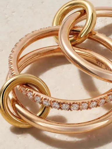 Spinelli Kilcollin Sonny Set Of Three 18-karat Yellow And Rose Gold And Diamond Rings | Thumbnail 4