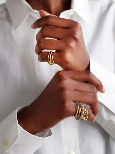 Spinelli Kilcollin Sonny Set Of Three 18-karat Yellow And Rose Gold And Diamond Rings | Thumbnail 5