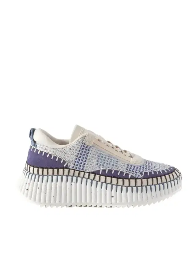 Chloé Nama Embroidered Suede And Recycled-mesh Sneakers