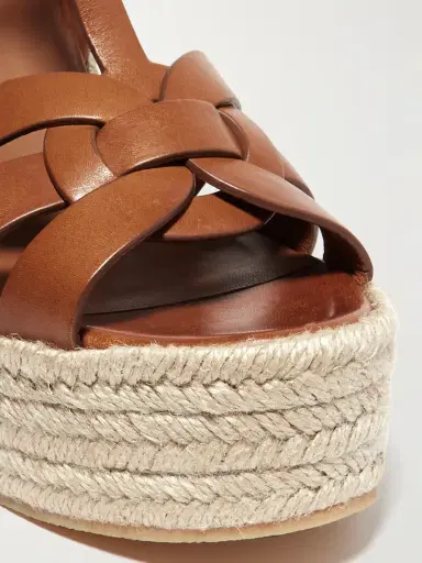 Saint Laurent Tribute Woven Leather Espadrille Wedge Sandals | Thumbnail 4 Saint Laurent Tribute Woven Leather Espadrille Wedge Sandals | Thumbnail 4