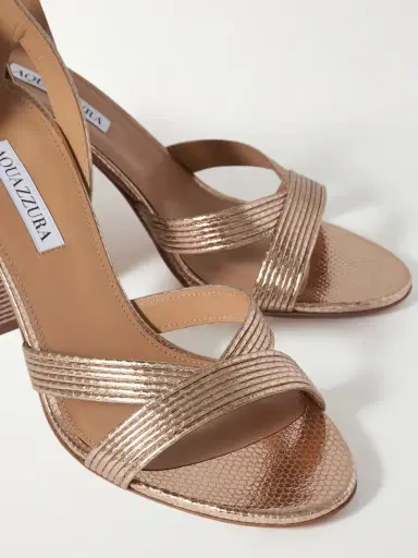 Aquazzura Ari 85 Metallic Leather Sandals | Thumbnail 4