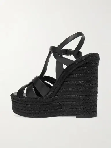 Saint Laurent Tribute Woven Leather Espadrille Wedge Sandals | Thumbnail 3