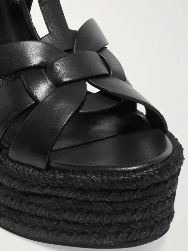 Saint Laurent Tribute Woven Leather Espadrille Wedge Sandals | Thumbnail 4