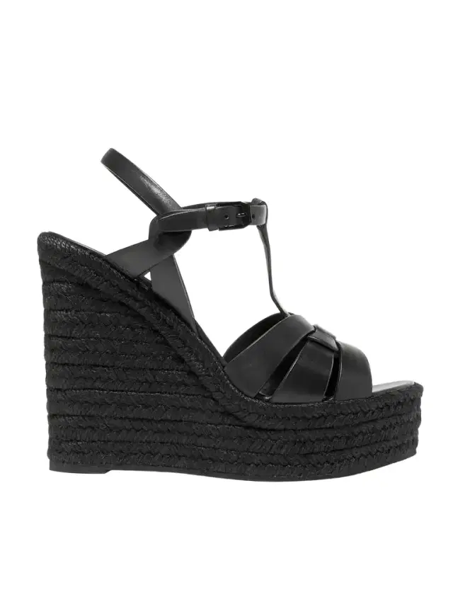 Tribute Woven Leather Espadrille Wedge Sandals