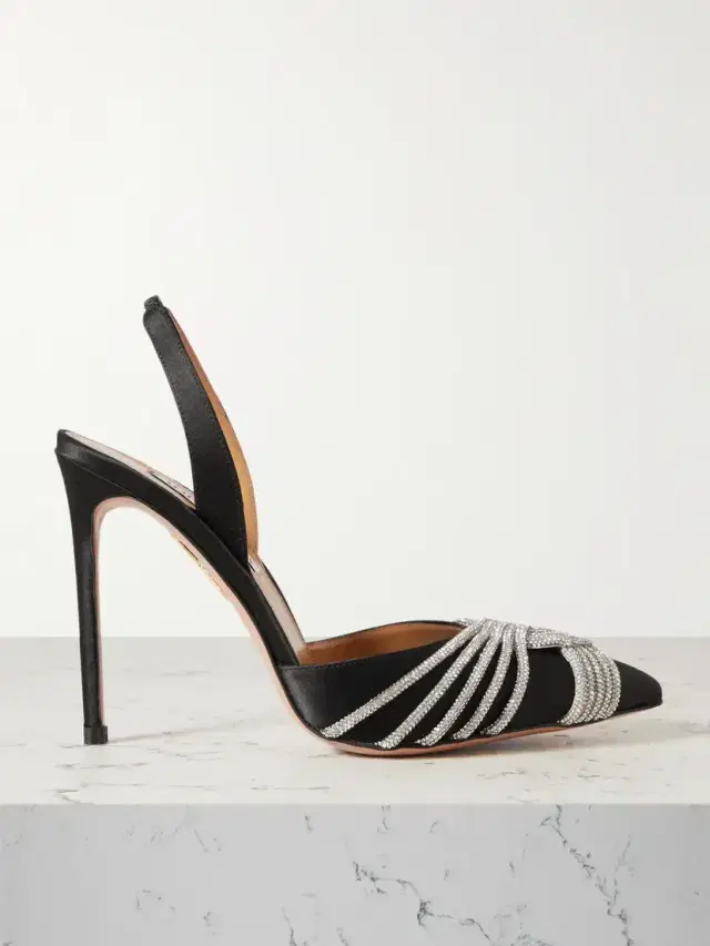 Gatsby 105 Crystal-embellished Satin Slingback Pumps
