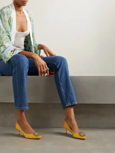 Manolo Blahnik Hangisi 50 Crystal-embellished Satin Pumps | Thumbnail 2 Manolo Blahnik Hangisi 50 Crystal-embellished Satin Pumps | Thumbnail 2