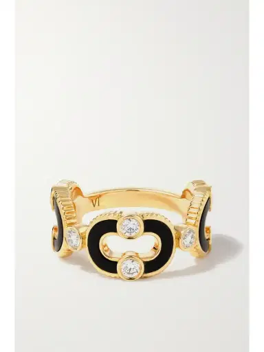 Viltier Magnetic Enchainee 18-karat Gold, Diamond And Onyx Ring | Thumbnail 1 Viltier Magnetic Enchainee 18-karat Gold, Diamond And Onyx Ring | Thumbnail 1