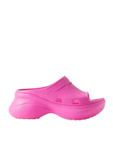 Balenciaga + Crocs Pool Perforated Neon Rubber Slides | Thumbnail 1