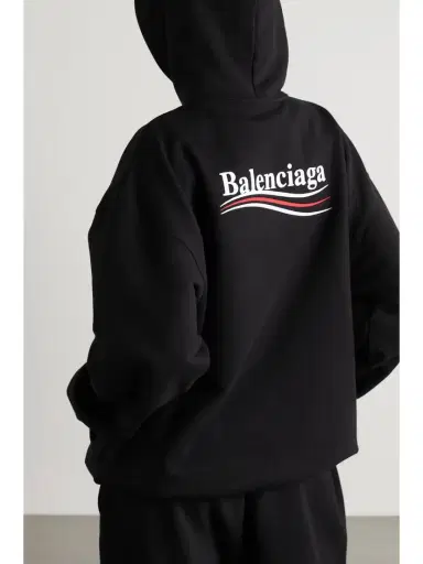 Balenciaga Embroidered Printed Cotton-jersey Hoodie | Thumbnail 3