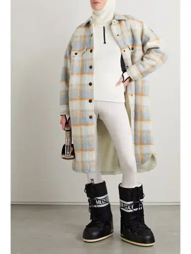 Moncler Grenoble Vanay Checked Brushed Wool-blend Felt Coat | Thumbnail 2 Moncler Grenoble Vanay Checked Brushed Wool-blend Felt Coat | Thumbnail 2
