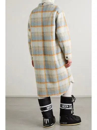 Moncler Grenoble Vanay Checked Brushed Wool-blend Felt Coat | Thumbnail 3 Moncler Grenoble Vanay Checked Brushed Wool-blend Felt Coat | Thumbnail 3