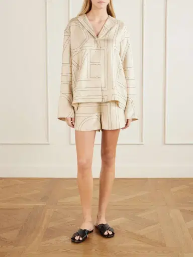 TOTEME Embroidered Silk-twill Shorts | Thumbnail 2 TOTEME Embroidered Silk-twill Shorts | Thumbnail 2