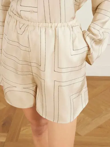 TOTEME Embroidered Silk-twill Shorts | Thumbnail 5 TOTEME Embroidered Silk-twill Shorts | Thumbnail 5
