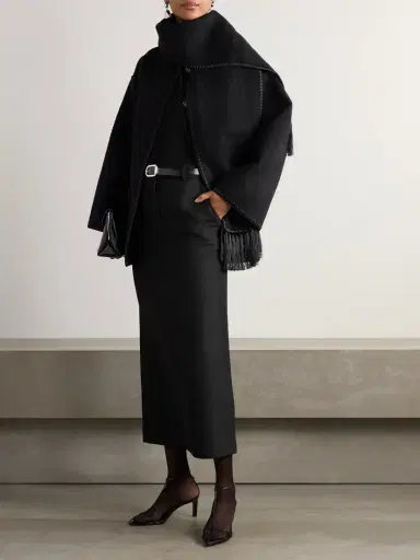 TOTEME Draped Fringed Wool-blend Jacket | Thumbnail 2