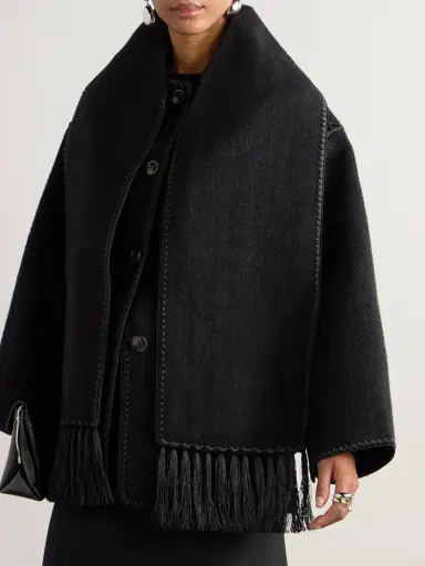 TOTEME Draped Fringed Wool-blend Jacket | Thumbnail 3