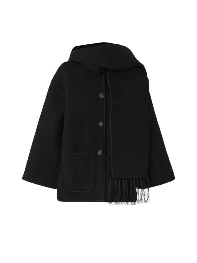 Draped Fringed Wool-blend Jacket