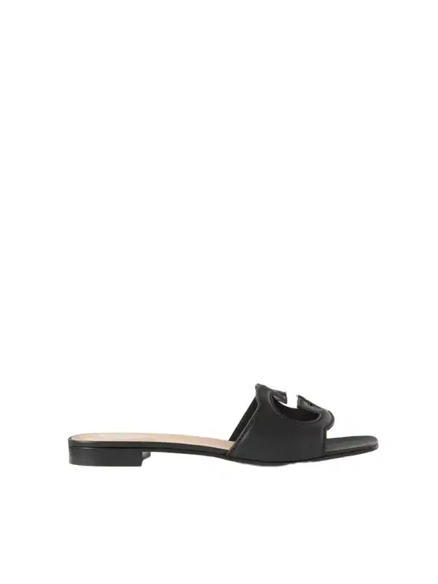 Cutout Leather Slides