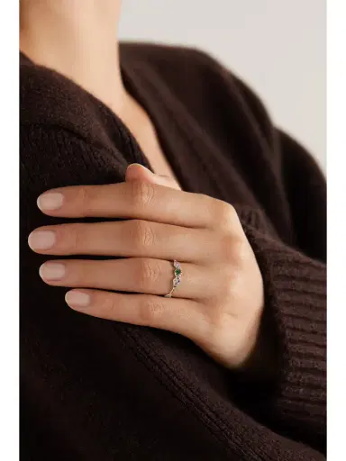 Pascale Monvoisin Adele N°1 9-karat Gold And Sterling Silver, Emerald And Diamond Ring | Thumbnail 2 Pascale Monvoisin Adele N°1 9-karat Gold And Sterling Silver, Emerald And Diamond Ring | Thumbnail 2