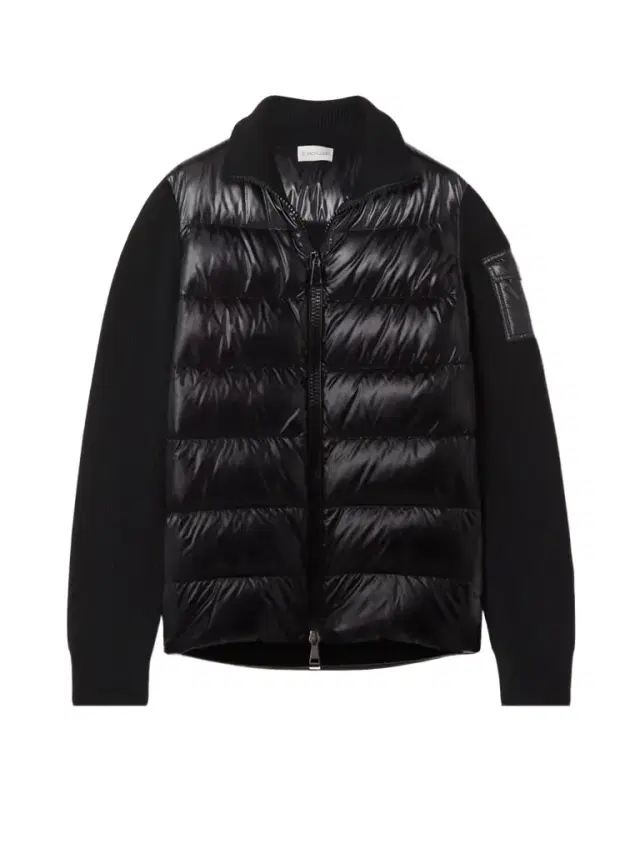 Ribbed Wool And Quilted Glossed-shell Down Jacket