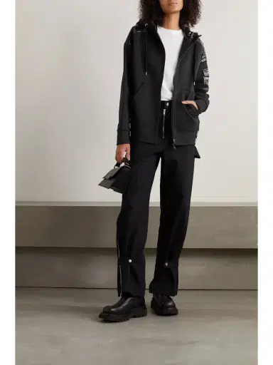 Moncler Glossed-shell Trimmed Cotton-jersey Hoodie | Thumbnail 2 Moncler Glossed-shell Trimmed Cotton-jersey Hoodie | Thumbnail 2