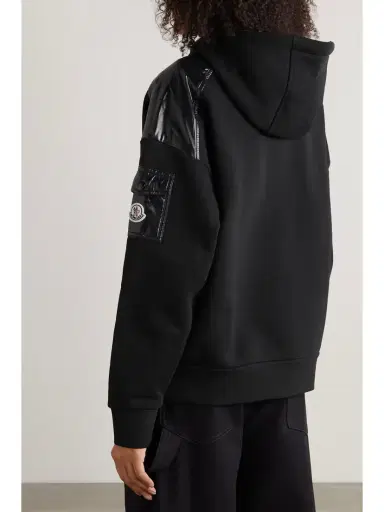 Moncler Glossed-shell Trimmed Cotton-jersey Hoodie | Thumbnail 4 Moncler Glossed-shell Trimmed Cotton-jersey Hoodie | Thumbnail 4
