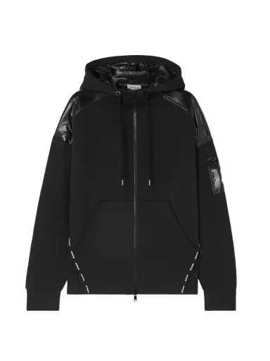 Moncler Glossed-shell Trimmed Cotton-jersey Hoodie | Thumbnail 1 Moncler Glossed-shell Trimmed Cotton-jersey Hoodie | Thumbnail 1