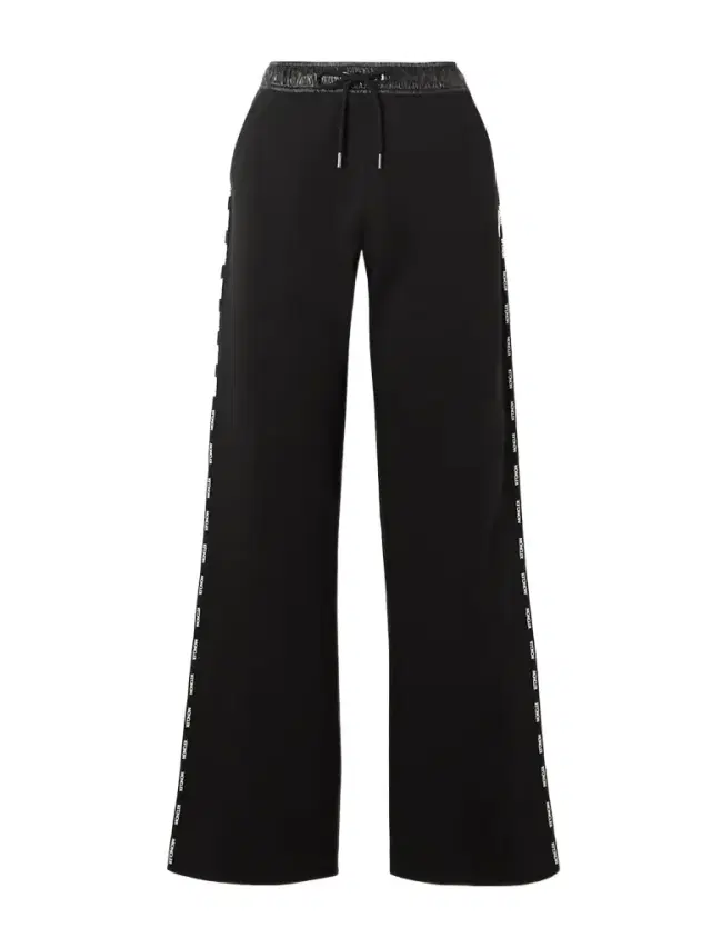 Appliquéd Shell-trimmed Cotton-jersey Sweatpants