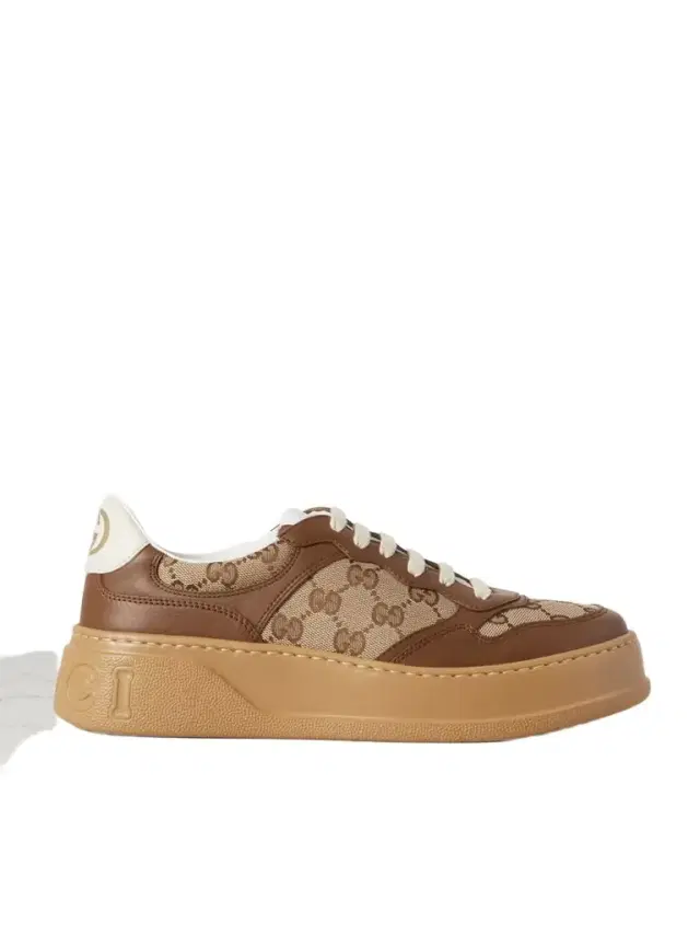 Gg Leather And Canvas Sneakers
