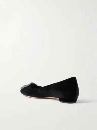 Manolo Blahnik Hangisiflat Embellished Velvet Point-toe Flats | Thumbnail 3 Manolo Blahnik Hangisiflat Embellished Velvet Point-toe Flats | Thumbnail 3