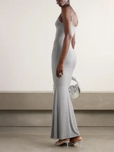 Skims Soft ounge Ribbed ong Stretch-modal Slip Dress - Heather Grey | Thumbnail 3 Skims Soft ounge Ribbed ong Stretch-modal Slip Dress - Heather Grey | Thumbnail 3