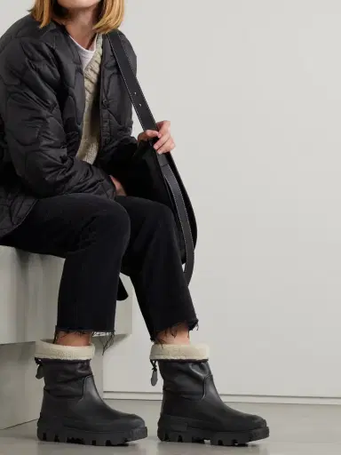 Moncler Moscova Faux Fur-trimmed Leather Ankle Boots | Thumbnail 2