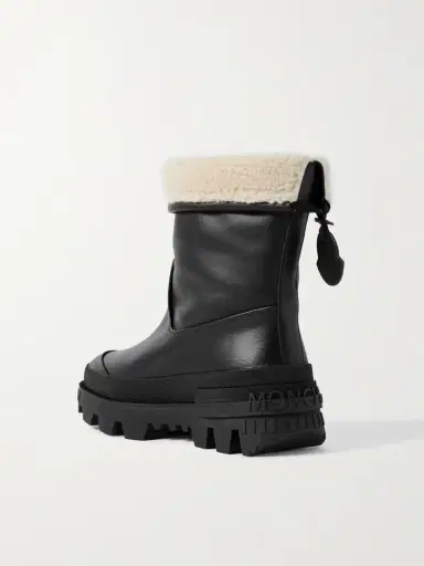 Moncler Moscova Faux Fur-trimmed Leather Ankle Boots | Thumbnail 3