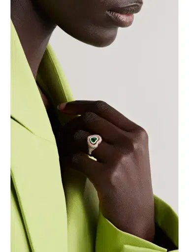 Kamyen 18-karat Gold, Enamel, Diamond And Emerald Ring | Thumbnail 2