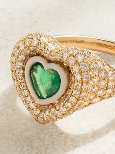 Kamyen 18-karat Gold, Enamel, Diamond And Emerald Ring | Thumbnail 4