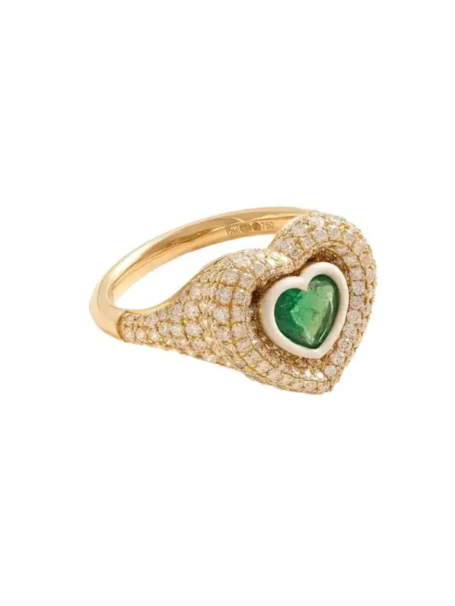 Kamyen 18-karat Gold, Enamel, Diamond And Emerald Ring