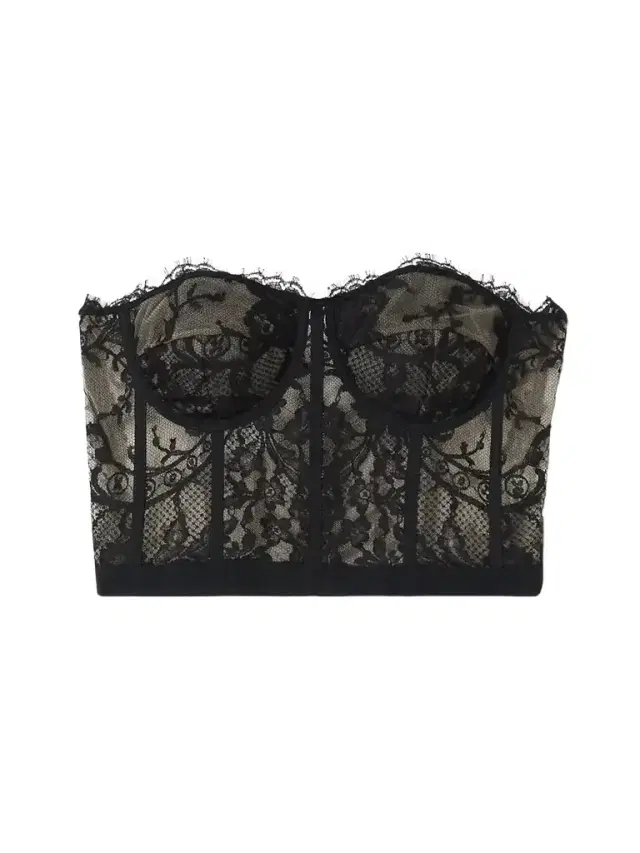 Satin-trimmed Cotton-blend Corded Lace Bustier Top