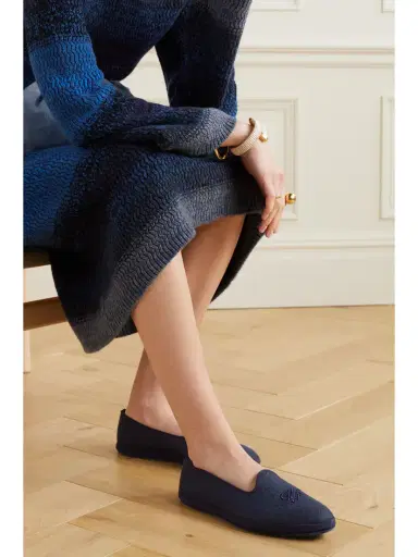 Loro Piana Venice Embroidered Herringbone Cashmere Slippers | Thumbnail 2