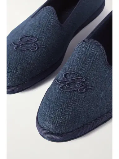 Loro Piana Venice Embroidered Herringbone Cashmere Slippers | Thumbnail 4