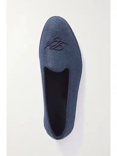 Loro Piana Venice Embroidered Herringbone Cashmere Slippers | Thumbnail 5