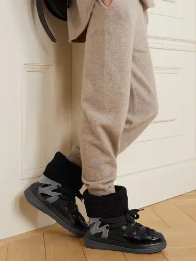 Moncler Insolux M Rubber-trimmed Fleece, Shell And Patent-leather Snow Boots | Thumbnail 2