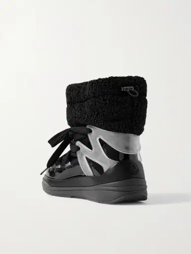 Moncler Insolux M Rubber-trimmed Fleece, Shell And Patent-leather Snow Boots | Thumbnail 3