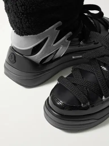 Moncler Insolux M Rubber-trimmed Fleece, Shell And Patent-leather Snow Boots | Thumbnail 4