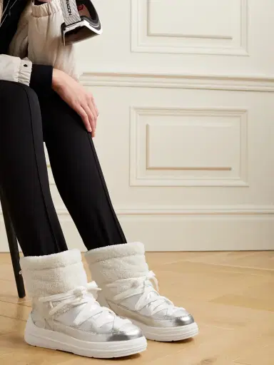 Moncler Insolux M Rubber-trimmed Fleece, Metallic Shell And Leather Snow Boots | Thumbnail 2