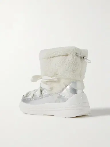 Moncler Insolux M Rubber-trimmed Fleece, Metallic Shell And Leather Snow Boots | Thumbnail 3