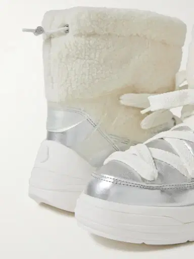 Moncler Insolux M Rubber-trimmed Fleece, Metallic Shell And Leather Snow Boots | Thumbnail 4