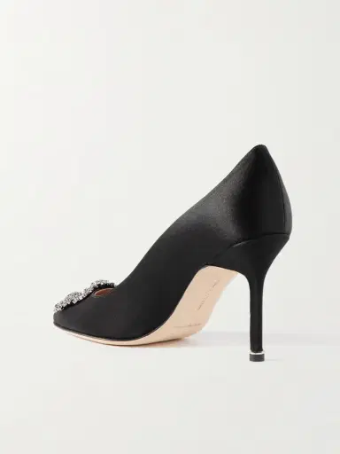 Manolo Blahnik Hangisi 90 Crystal-embellished Satin Pumps | Thumbnail 3