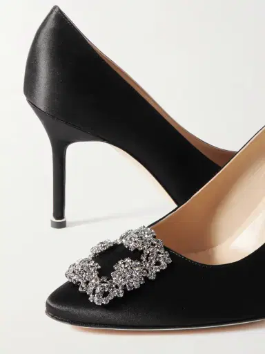 Manolo Blahnik Hangisi 90 Crystal-embellished Satin Pumps | Thumbnail 4