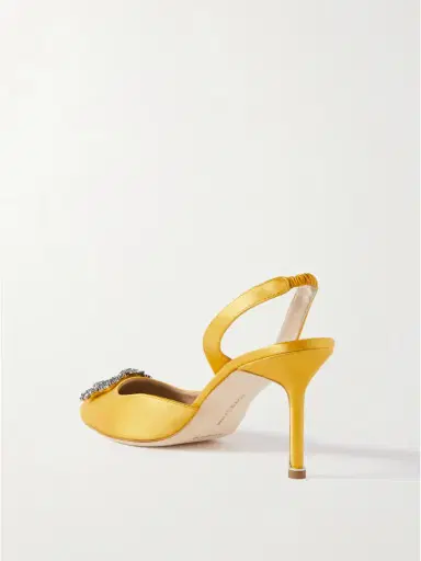 Manolo Blahnik Hangisli 70 Embellished Satin Slingback Pumps | Thumbnail 3 Manolo Blahnik Hangisli 70 Embellished Satin Slingback Pumps | Thumbnail 3
