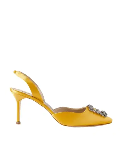 Manolo Blahnik Hangisli 70 Embellished Satin Slingback Pumps | Thumbnail 1 Manolo Blahnik Hangisli 70 Embellished Satin Slingback Pumps | Thumbnail 1